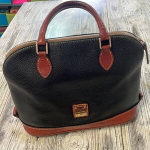 Dooney & Bourke Domed Satchel Pebble Leather Purse in Midnight Navy